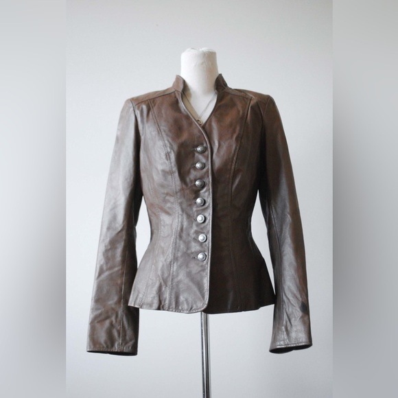 Danier Jackets & Blazers - Danier Women's Taupe Leather Jacket Size Small Whimsical Vampy Equestrian